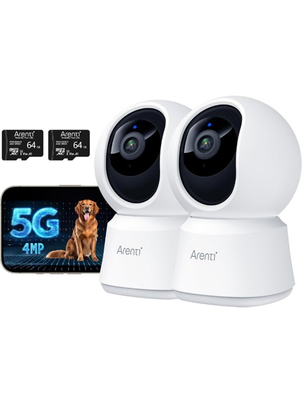 360° View 4MP 5G WiFi Pet Camera with 64GB Storage - Smart Home Security System